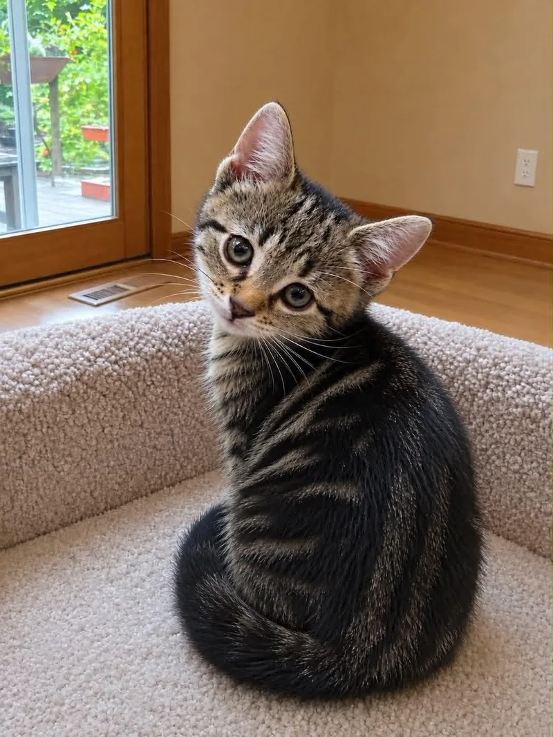 A baby medium-sized female Domestic Short Hair cat named Cutie for adoption in Westfield, MA