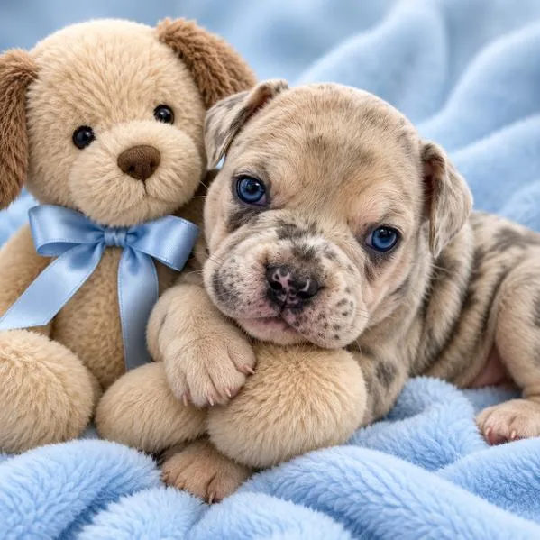 A baby medium-sized male Gray / Blue / Silver English Bulldog dog named Lincoln for adoption in Sacramento, CA