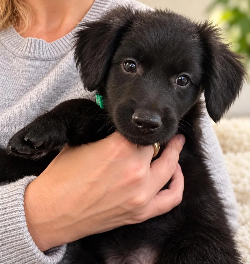 A baby medium-sized male Labradoodle dog named Cricket for adoption in Brownsville, TX