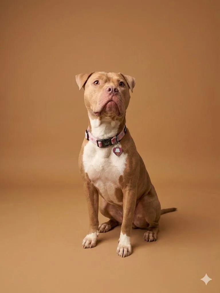 An adult medium-sized female Yellow / Tan / Blond / Fawn Pit Bull Terrier dog named Nala for adoption in Wooster, OH
