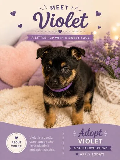 A baby medium-sized female Brown / Chocolate German Shepherd Dog dog named Violet for adoption in Liverpool, TX