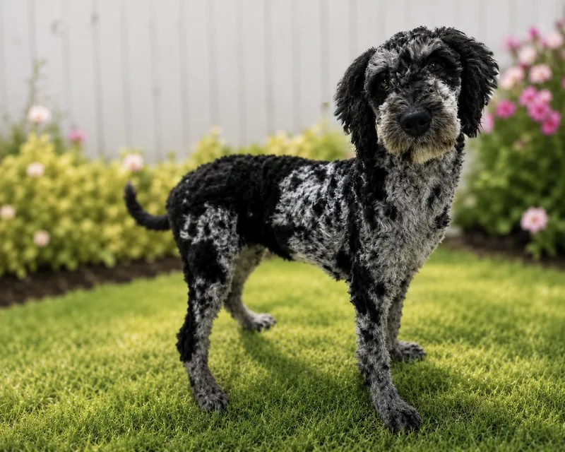 A baby medium-sized female Merle (Blue) Aussiedoodle dog named Fern for adoption in Ashland, KY