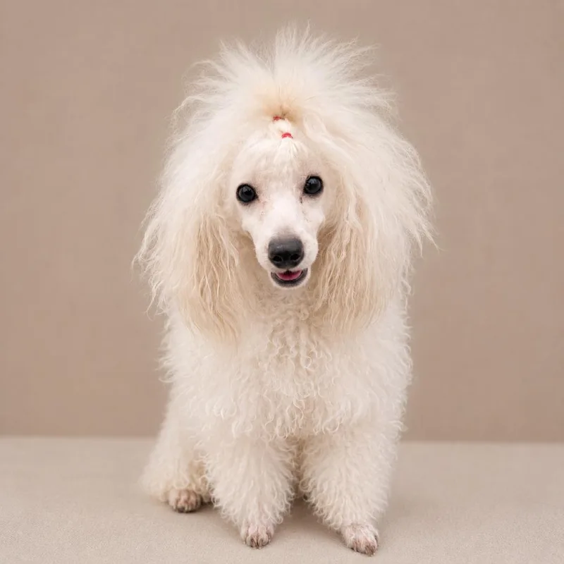 A young small-sized male White / Cream Poodle (Toy) dog named Pancake for adoption in Lee's Summit, MO