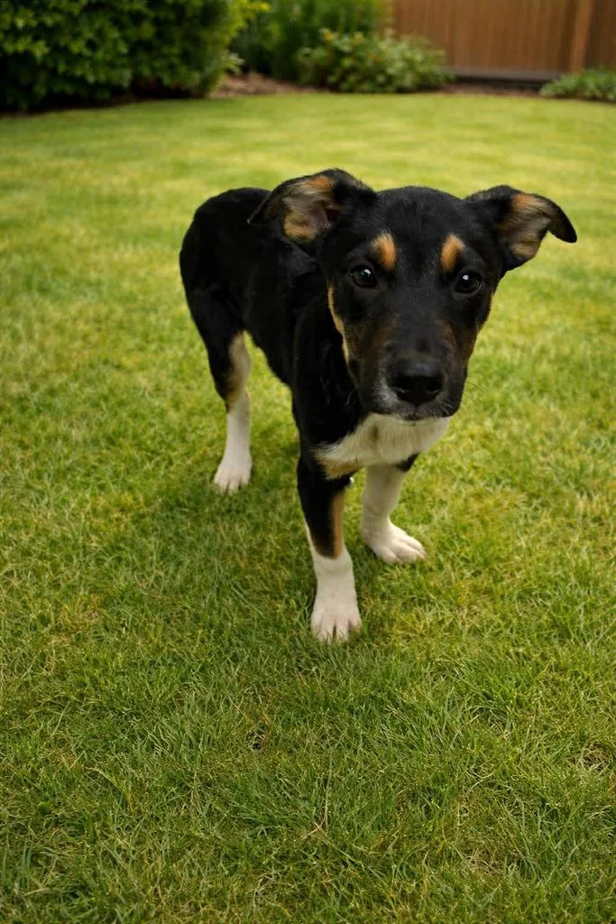 A baby medium-sized male Bearded Collie dog named Billy for adoption in Livingston, LA
