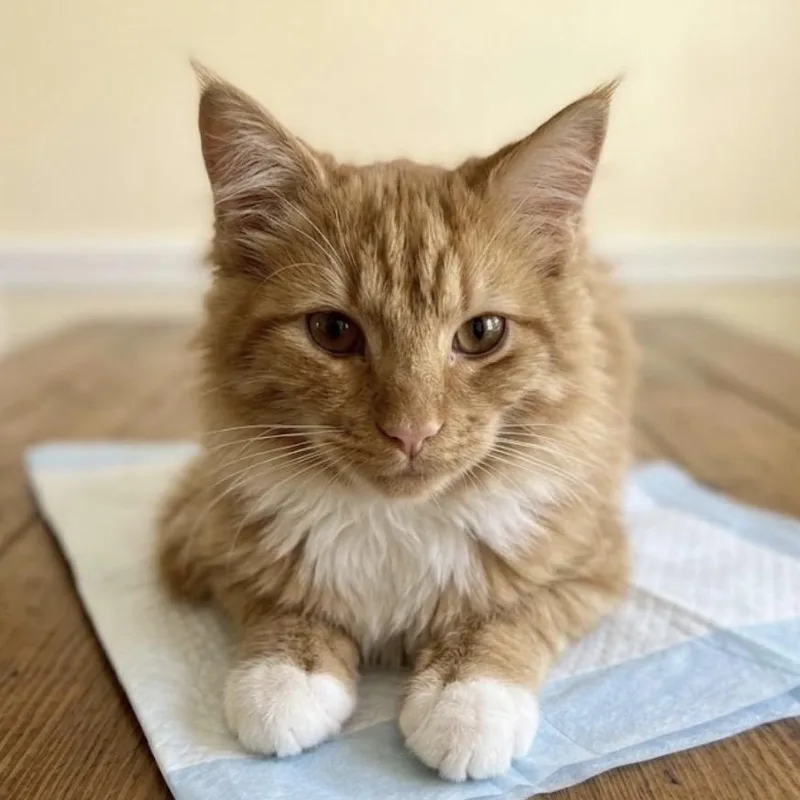 A young small-sized male Domestic Medium Hair cat named Little Red for adoption in Mocksville, NC