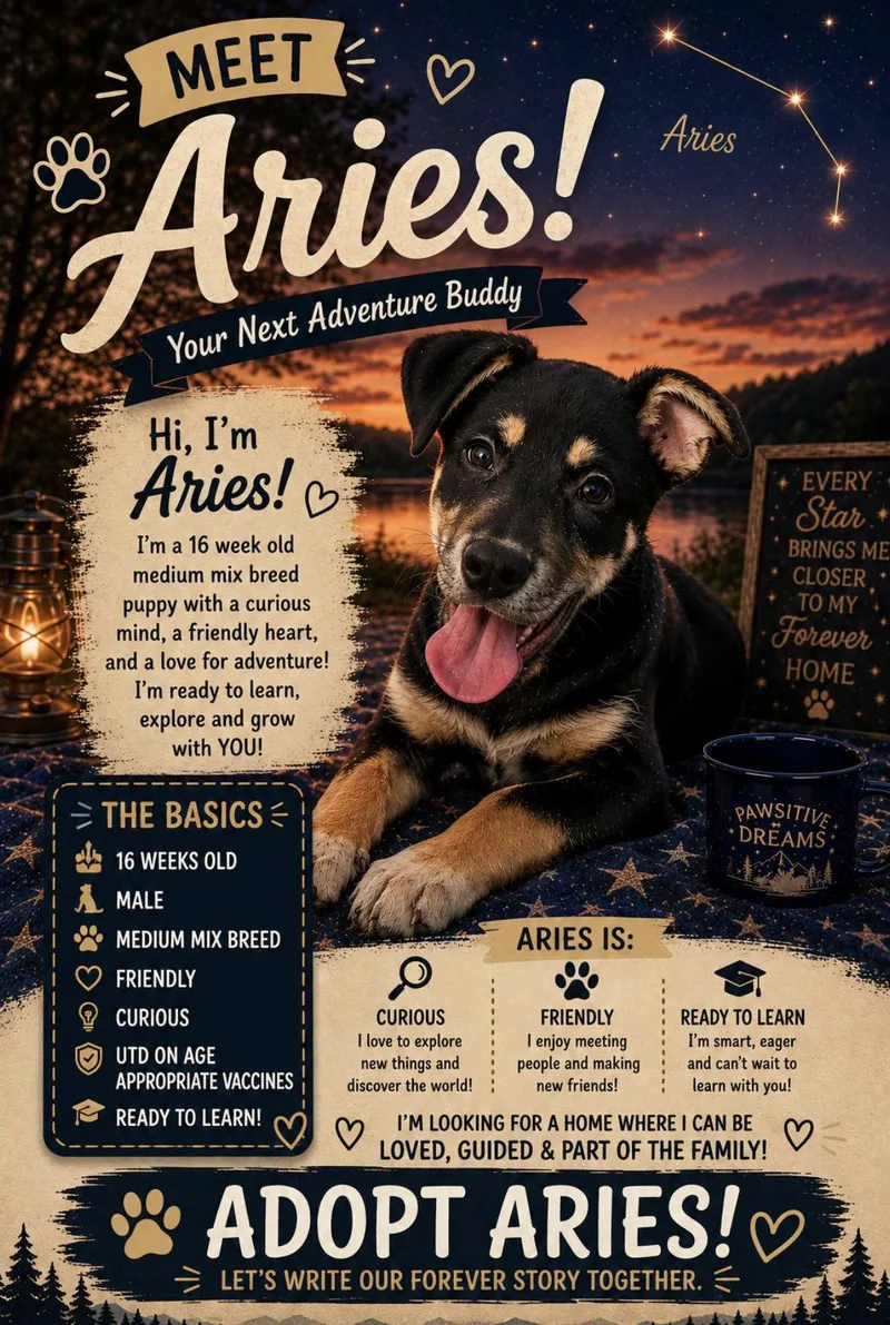 A baby medium-sized male Mixed Breed dog named Aries for adoption in Rock Hill, NY