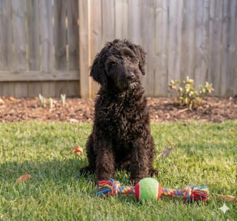 A baby medium-sized male Black Wheaten Terrier dog named Corkie for adoption in Crown Point, IN