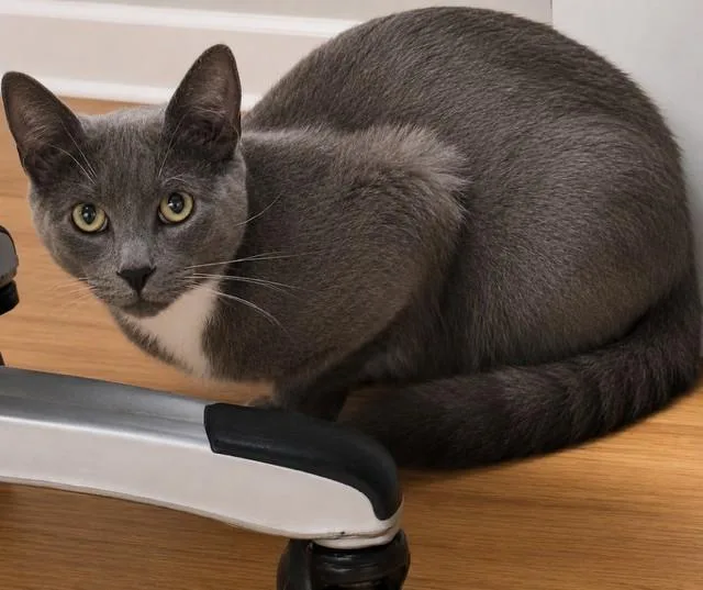 A young medium-sized male Gray & White Domestic Short Hair cat named Kickstand for adoption in Eugene, OR