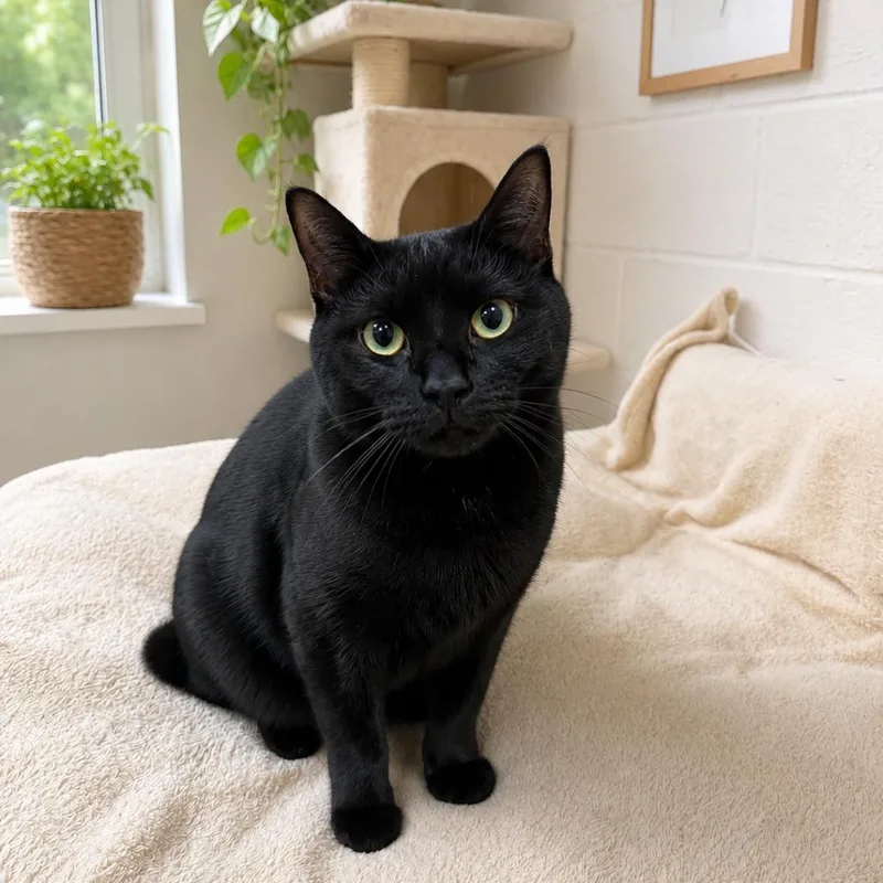 A young small-sized male Black Domestic Short Hair cat named Sanji for adoption in Hopkinton, MA