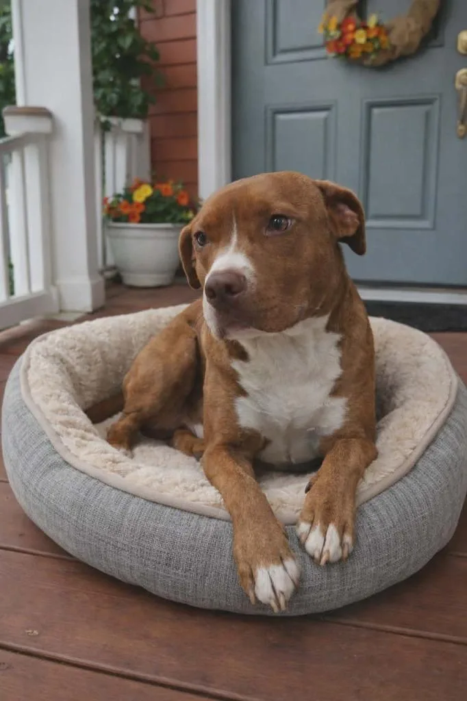 A baby medium-sized female Bull Terrier dog named Mimosa for adoption in Crocker, MO
