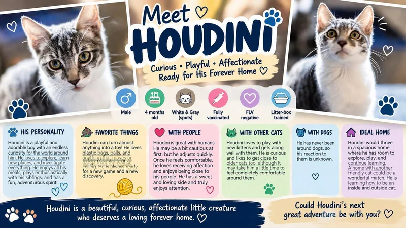 A young medium-sized male Domestic Short Hair cat named Houdini for adoption in Phoenix, AZ