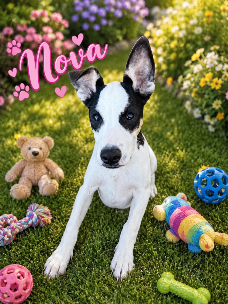 A young small-sized female Black Terrier dog named Nova for adoption in Wanaque, NJ