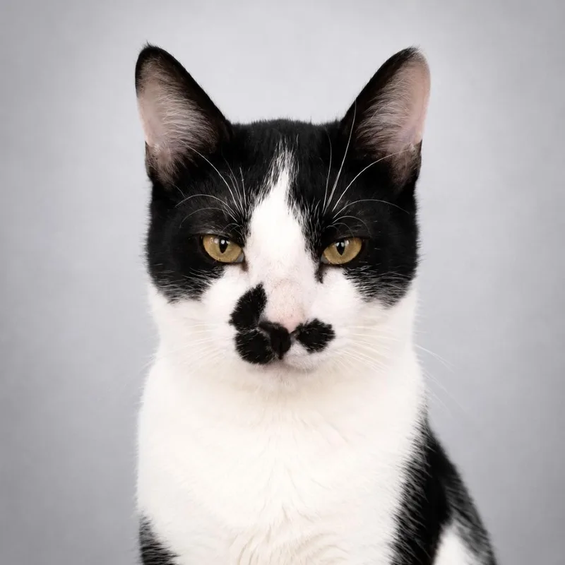 An adult small-sized male Black Domestic Short Hair cat named Mustache for adoption in Fairfax, VA