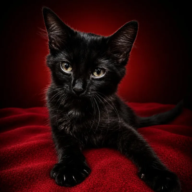 A baby small-sized female Black Domestic Medium Hair cat named Ila Jean for adoption in Newport, TN