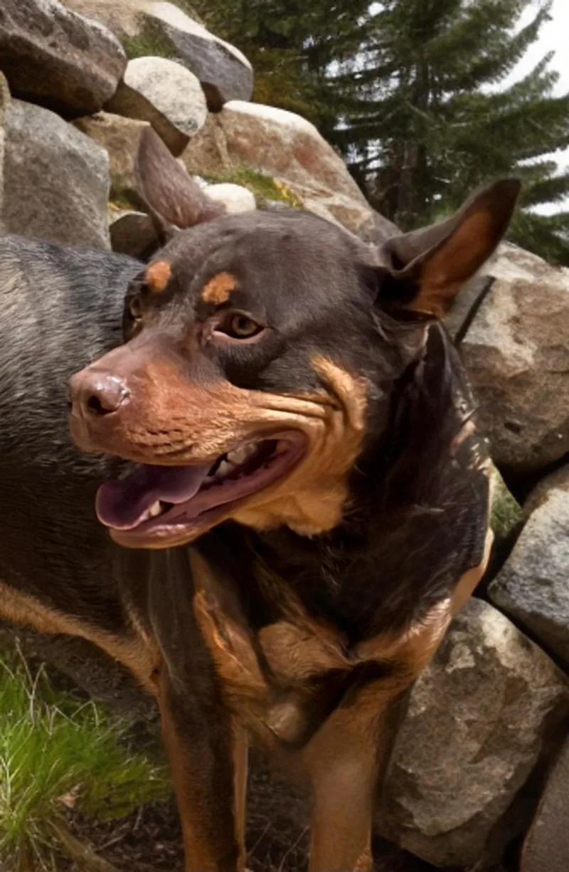 An adult medium-sized male Brown / Chocolate Australian Kelpie dog named Lucky for adoption in Kingman, AZ