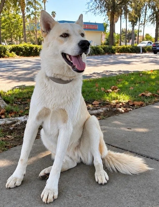 A baby medium-sized female Husky dog named Blondie for adoption in Lodi, CA