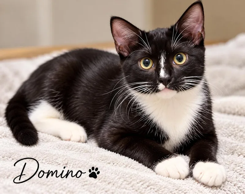 A baby small-sized male Domestic Short Hair cat named Domino for adoption in Fern Park, FL