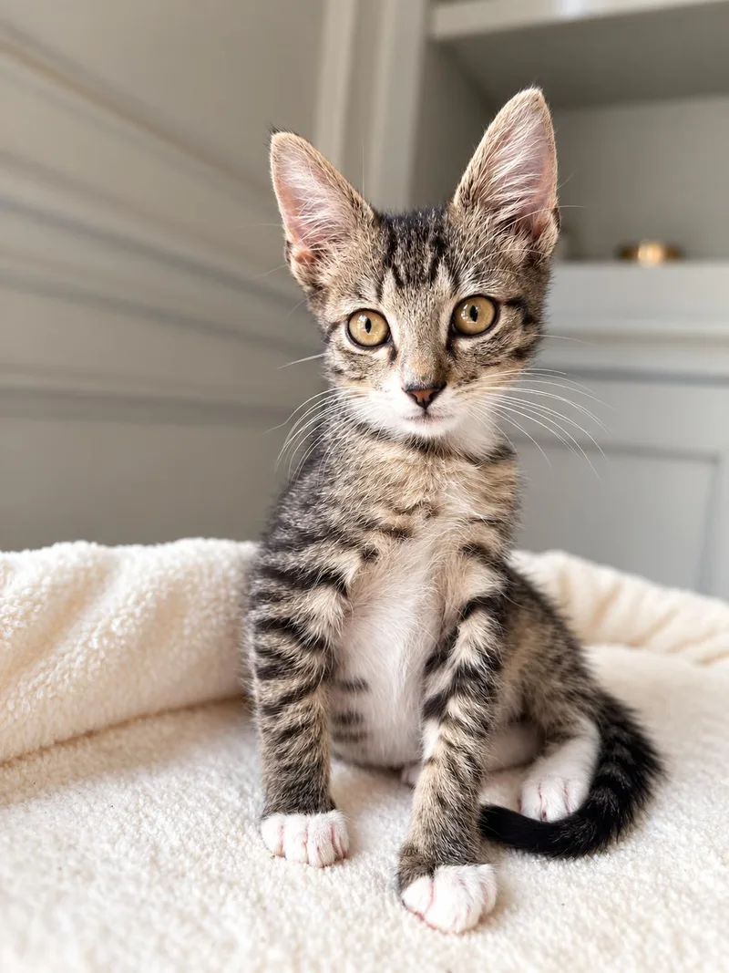 A baby medium-sized male Tabby (Brown / Chocolate) Tabby cat named Ninja for adoption in Houston, TX