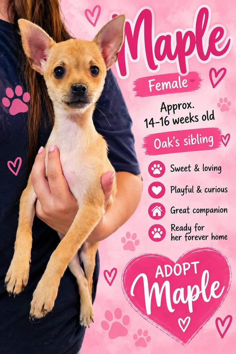 A baby small-sized female Chihuahua dog named Maple for adoption in Fort Worth, TX