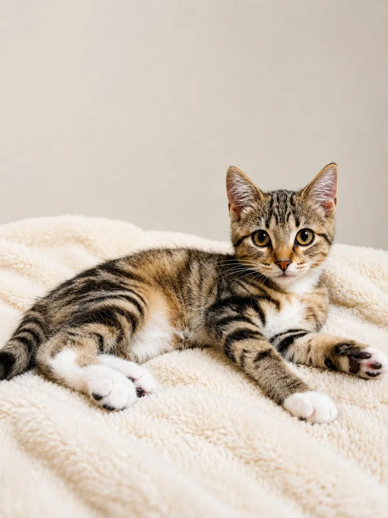 A baby medium-sized female Brown / Chocolate Tabby cat named Splinter for adoption in Los Angeles, CA