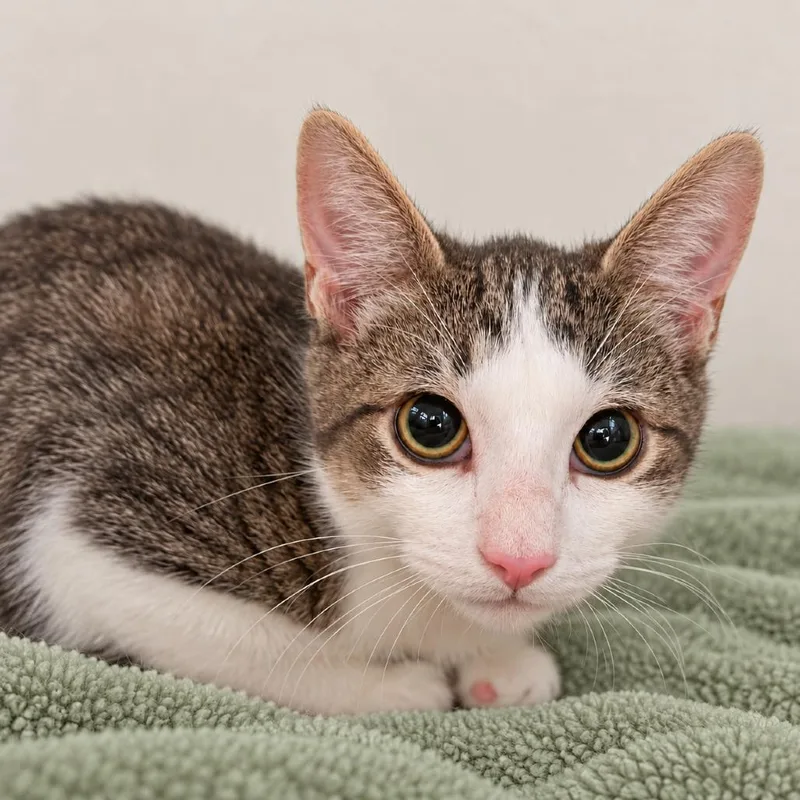 A young medium-sized male Gray / Blue / Silver Domestic Short Hair cat named Earl Grey Tea for adoption in Austin, TX