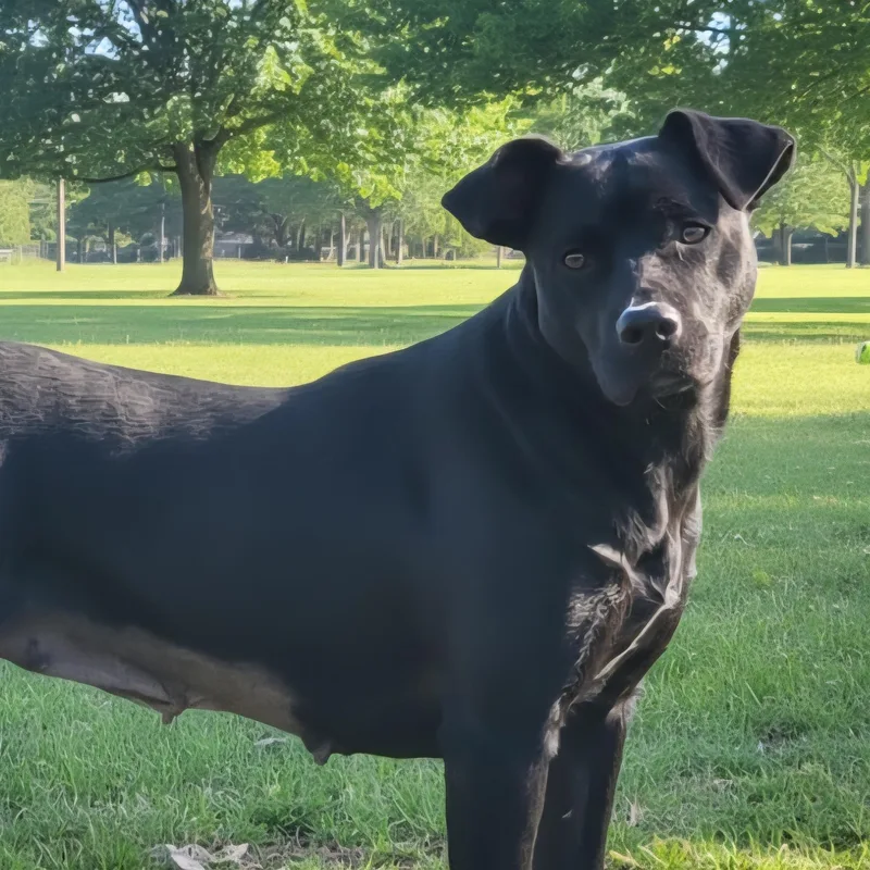A young medium-sized female Black Labrador Retriever dog named Honey for adoption in Athens, AL