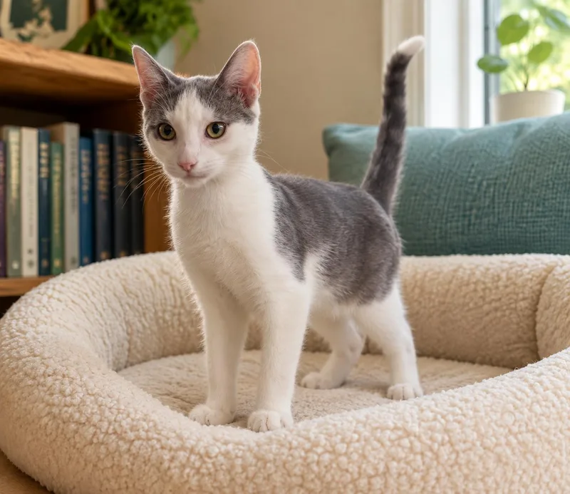 A young medium-sized male Gray & White Domestic Short Hair cat named Krew for adoption in Marion, IN