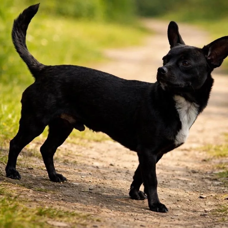 A young small-sized male Black Chihuahua dog named Midnight for adoption in Hagerstown, MD