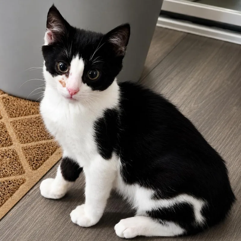 A baby small-sized female Black Domestic Short Hair cat named Vespa for adoption in Long Beach, CA