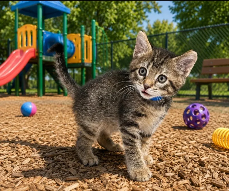 A baby small-sized male Domestic Short Hair cat named Milo for adoption in Washington Court House, OH