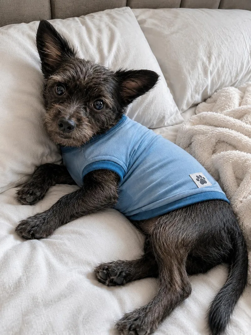 A young small-sized male Black Yorkshire Terrier dog named Osito for adoption in Liverpool, TX