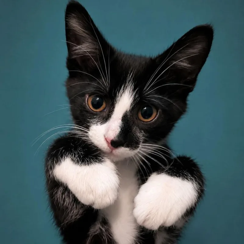 A baby small-sized male Black Domestic Short Hair cat named Mewbacca for adoption in Huntsville, AL