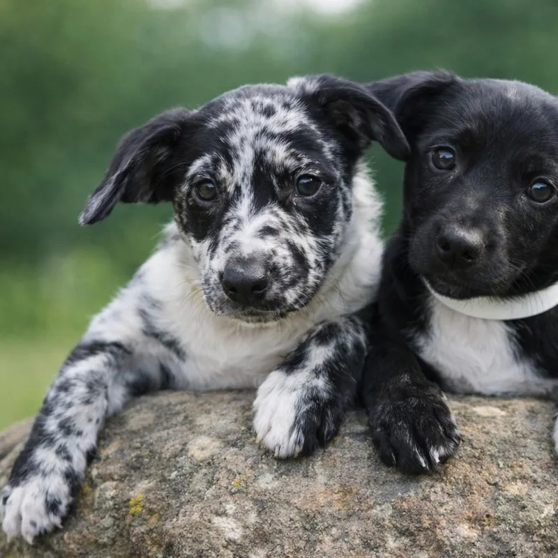 A baby medium-sized male Black Australian Shepherd dog named CT Nugget for adoption in Stormville, NY