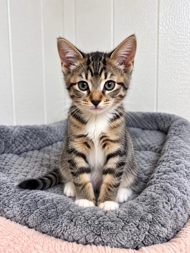 A baby medium-sized male Tabby (Gray / Blue / Silver) Domestic Short Hair cat named Tiramisu for adoption in Victor, NY
