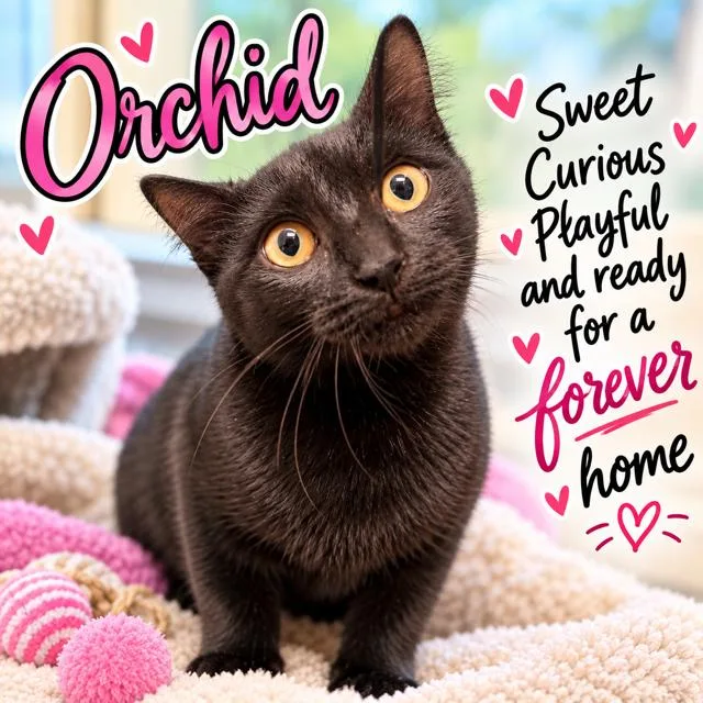 A baby small-sized female Domestic Short Hair cat named Orchid for adoption in Oakdale, CA