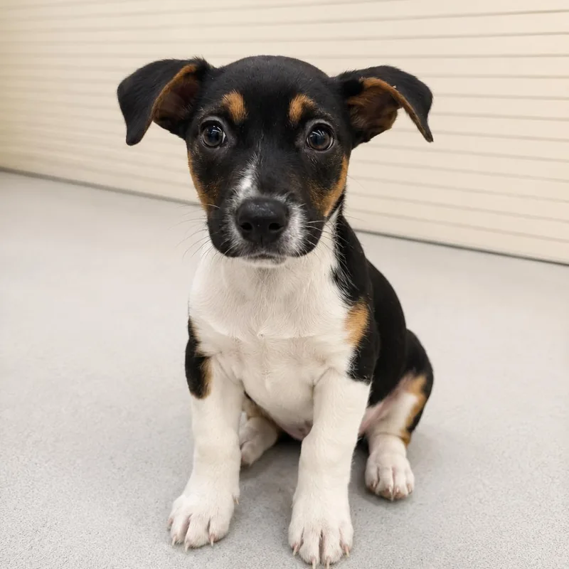 A baby medium-sized female Yellow / Tan / Blond / Fawn Terrier dog named Juniper for adoption in La Grange, KY