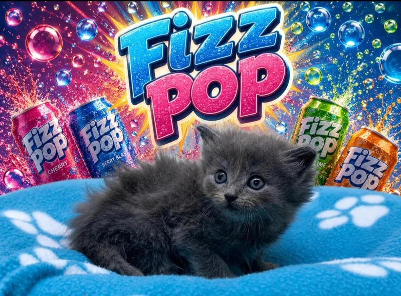 A baby small-sized male Domestic Long Hair cat named Fizzy Pop for adoption in Washington Court House, OH