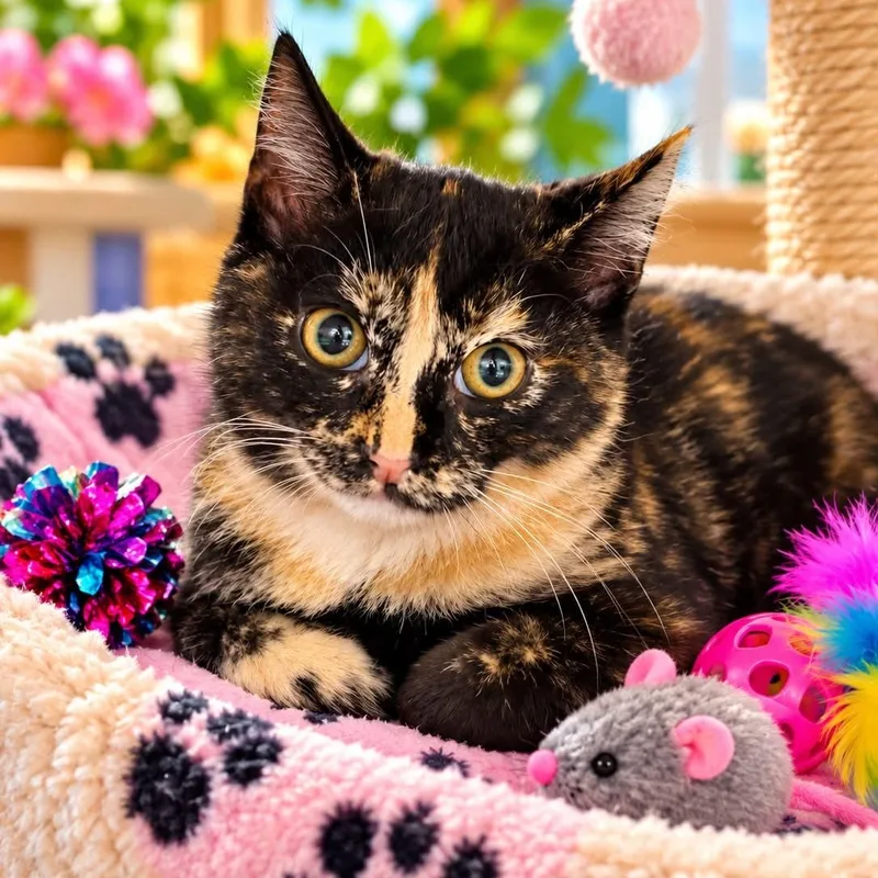 A baby small-sized female Tortoiseshell cat named Willow for adoption in Antioch, CA