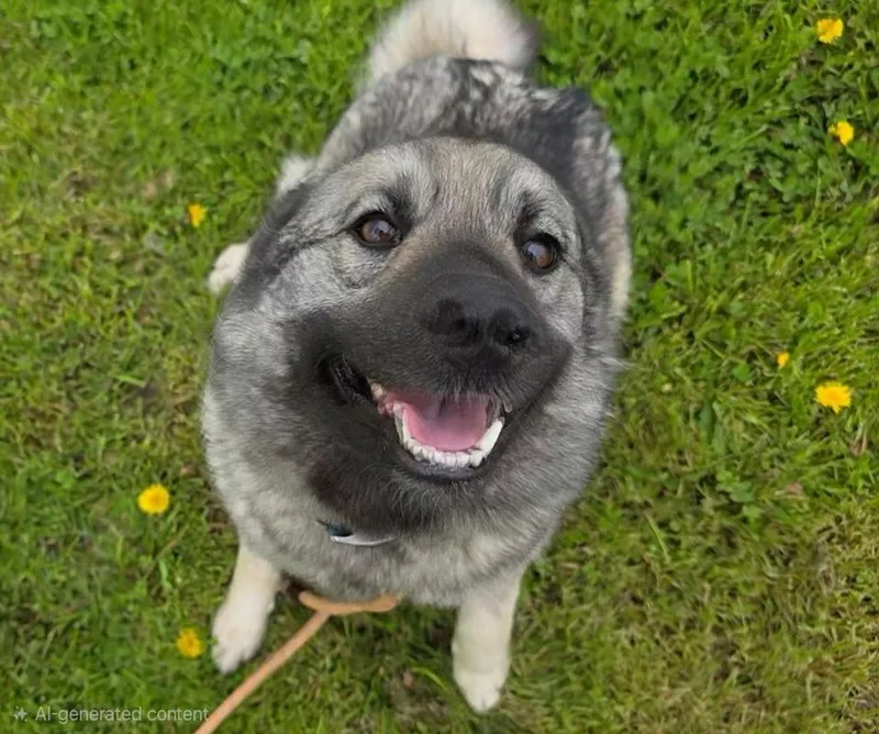 An adult medium-sized female Norwegian Elkhound dog named Nellie for adoption in Sprakers, NY