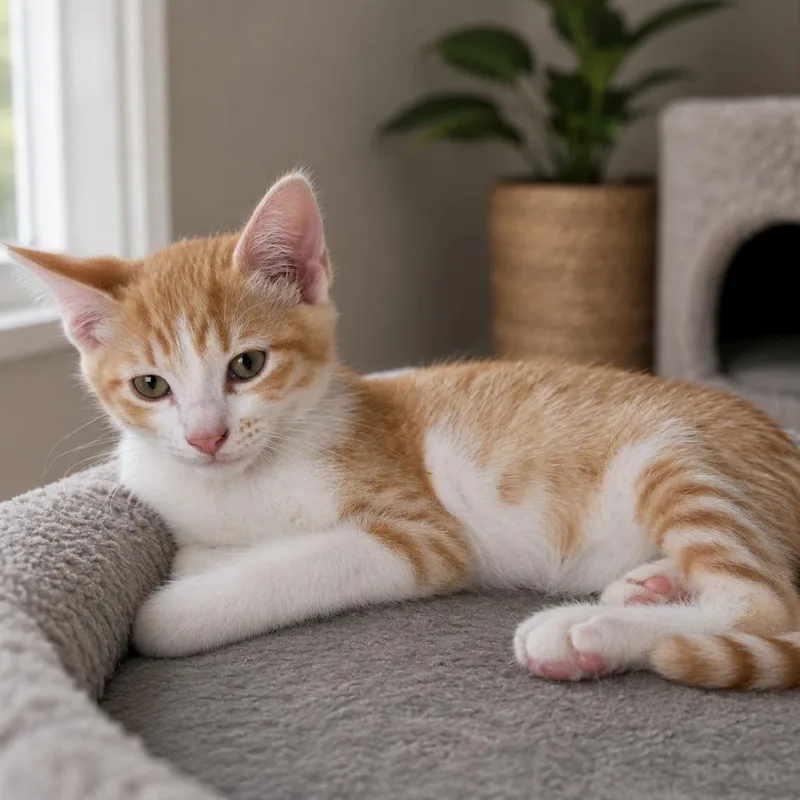 A baby small-sized male Buff / Tan / Fawn Domestic Short Hair cat named Jasper for adoption in Tustin, CA