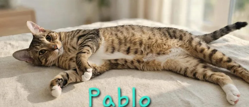 A young medium-sized male Domestic Short Hair cat named Pablo for adoption in Jim Thorpe, PA