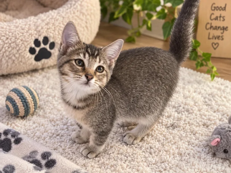 A baby medium-sized male Abyssinian cat named Calvin for adoption in Saginaw, MI