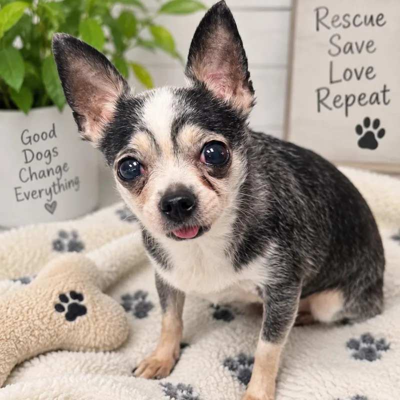 A senior small-sized female Black Chihuahua dog named Pearl for adoption in Chillicothe, IL