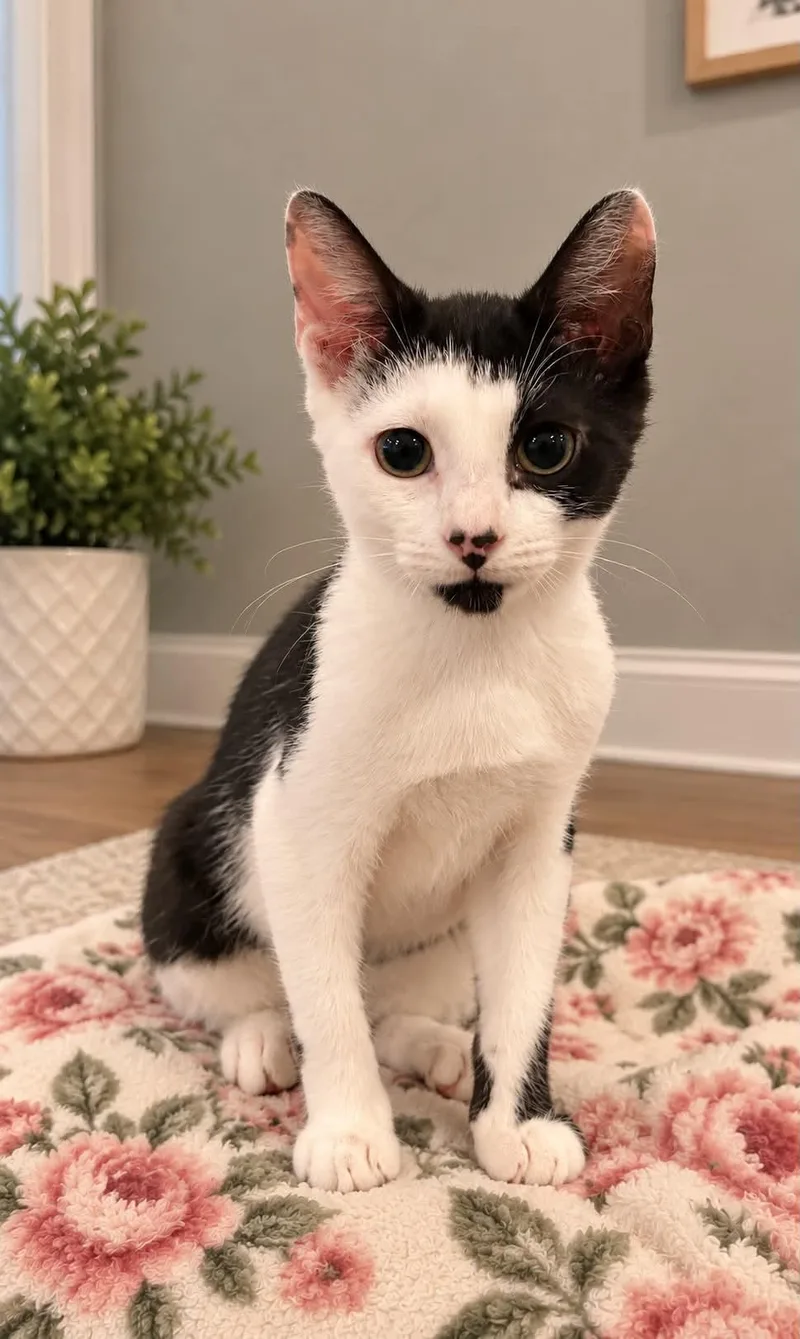 A baby medium-sized male Black & White / Tuxedo Domestic Short Hair cat named Niko for adoption in Wading River, NY