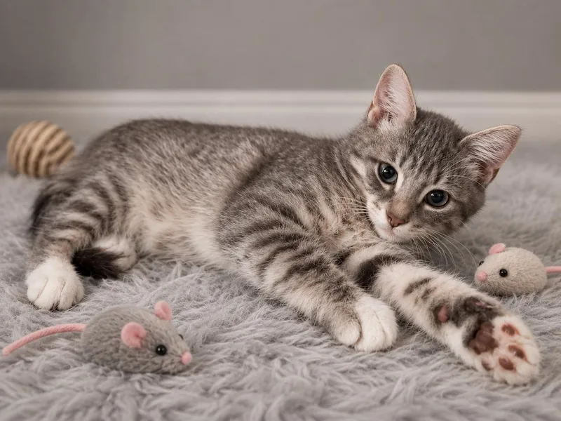 A baby medium-sized male Tabby cat named Levi for adoption in Andover, MN