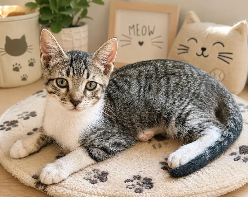 A young medium-sized female Domestic Short Hair cat named Chrissy for adoption in Dickinson, TX