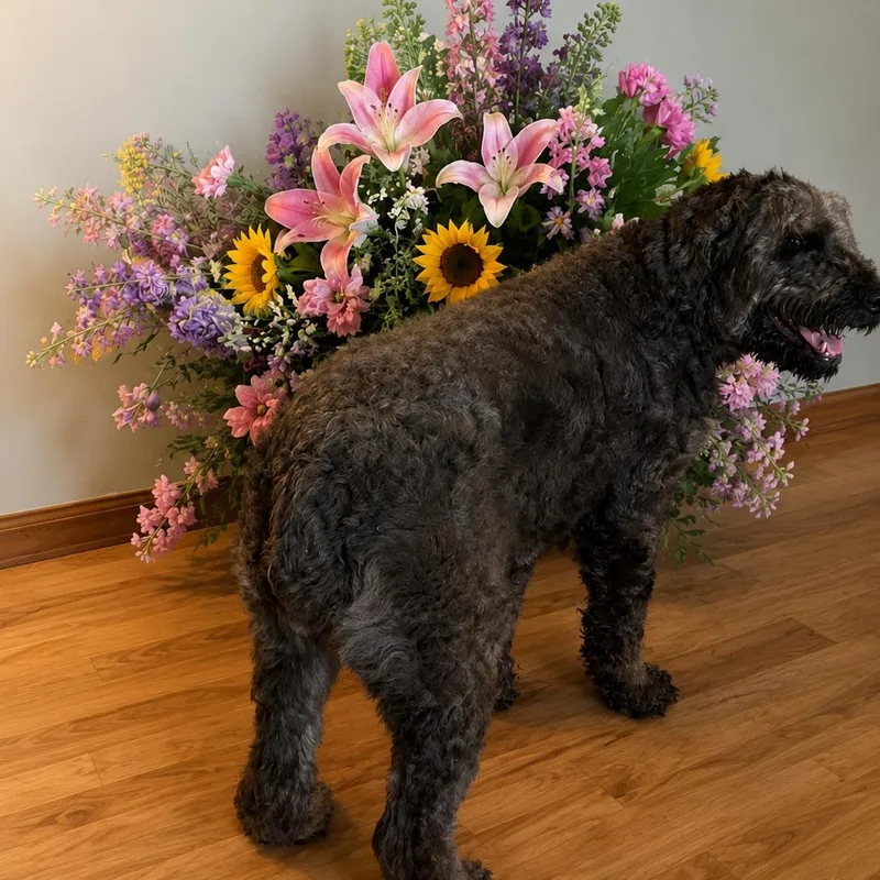 A senior extra large-sized female Gray / Blue / Silver Black Russian Terrier dog named Izzy for adoption in Alachua, GA