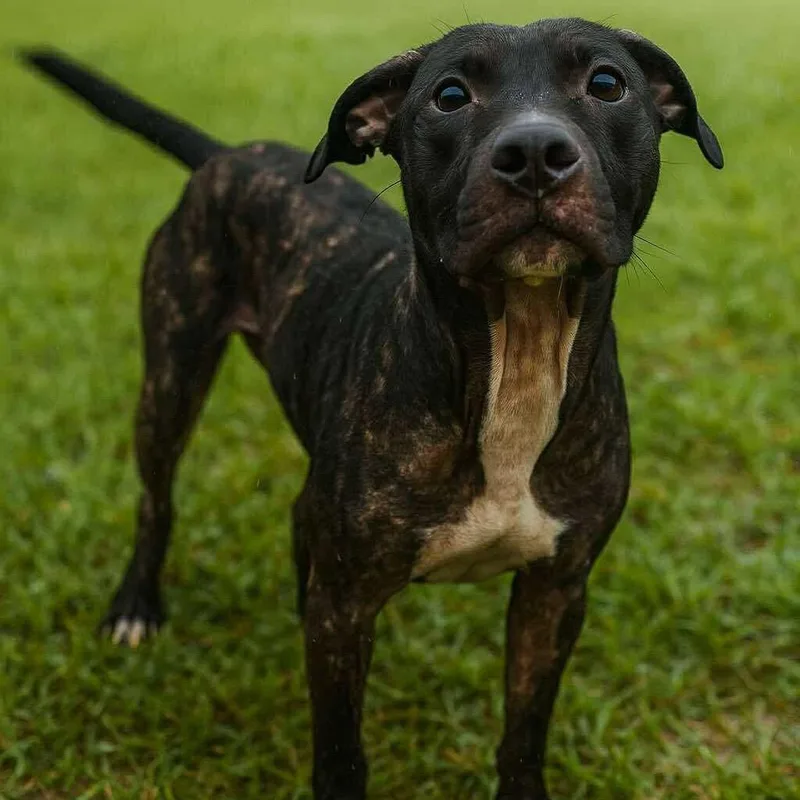 An adult medium-sized male Black Labrador Retriever dog named Auggie for adoption in Hackett, AR