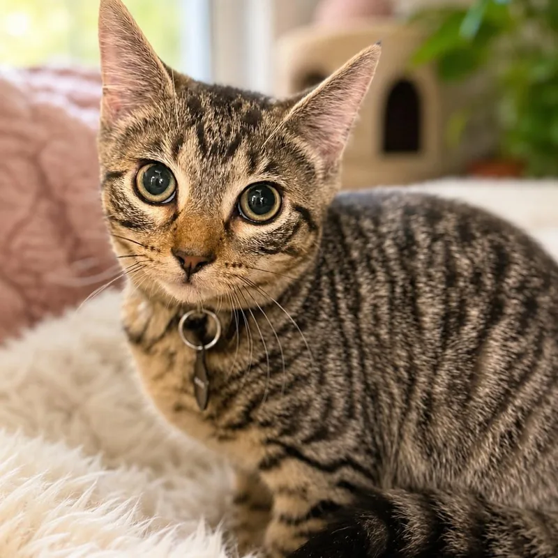 A baby small-sized female Black Domestic Short Hair cat named Blazar for adoption in Howard beach, NY