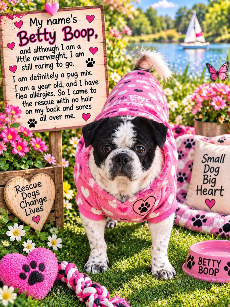 A young small-sized female Pug dog named Betty Boop. for adoption in Murphys, CA